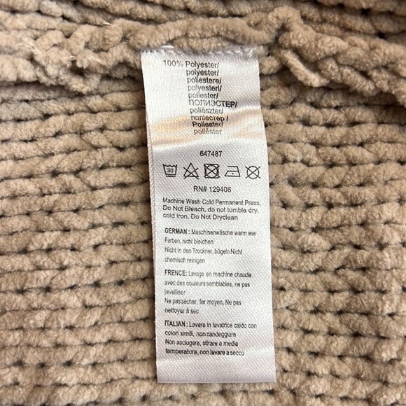 Venus Beige Loose Chunky Cable Knit Soft Chenille Sweater Rolled Crewneck SZ M - Picture 4 of 8